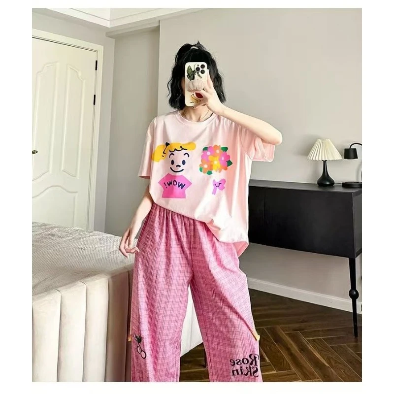 Women's Short Sleeves, Fat MM140kg Can Wear Summer New Pajamas, Cute Harada Plus Size Summer Loungewear, Loose and Age Reduction
Women's Short Sleeves, Fat MM140kg Can Wear Summer New Pajamas, Cute Harada Plus Size Summer Loungewear, Loose and Age Reduction