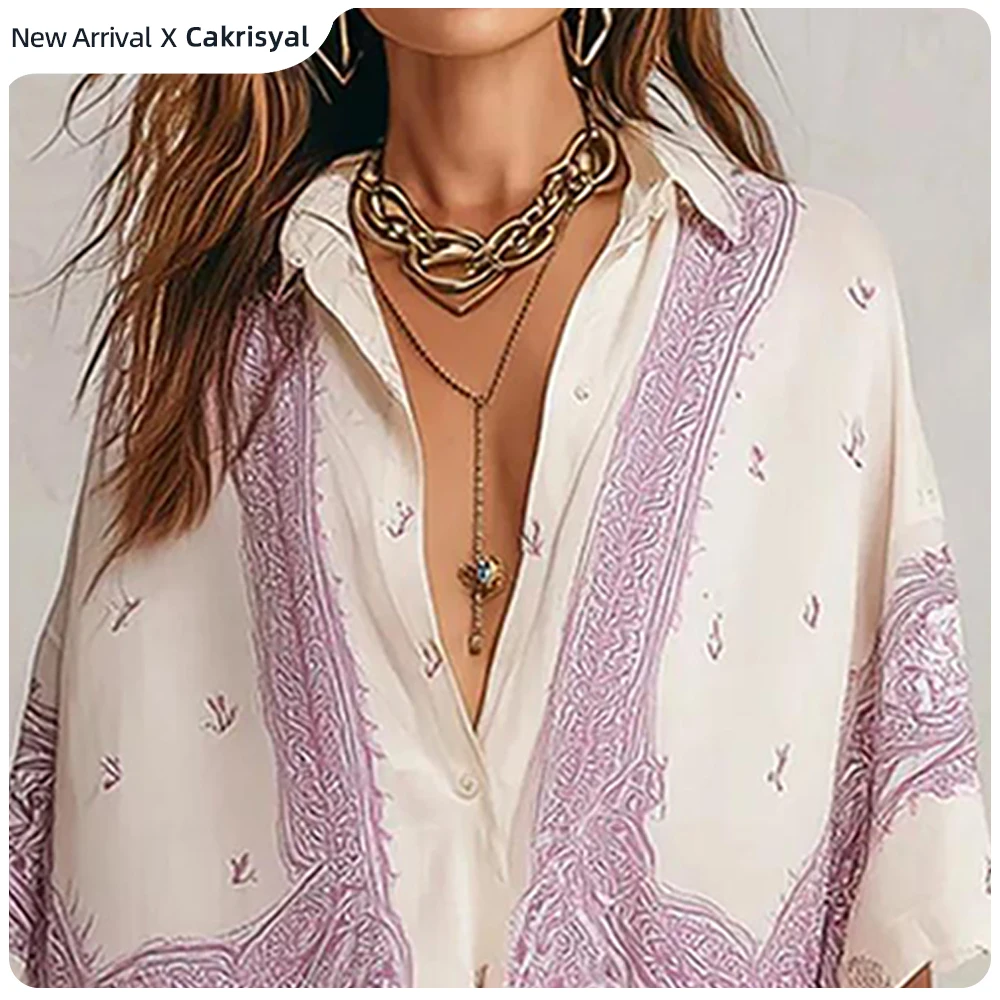 Women's Boho Paisley Print 2-Piece Outfit Batwing Sleeve Single-breasted Loose Shirt With Wide Leg Pants Summer Vacation Sets
Women's Boho Paisley Print 2-Piece Outfit Batwing Sleeve Single-breasted Loose Shirt With Wide Leg Pants Summer Vacation Sets