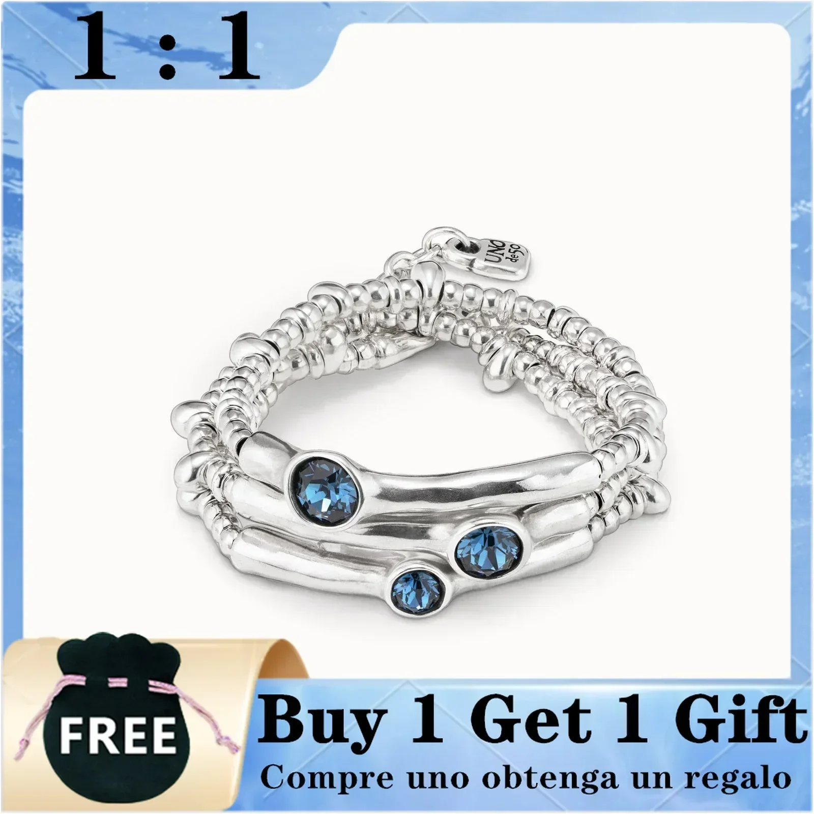 Pulseira Irregular de Cristal Azul para Mulheres, UNOde50 Jóias, Avançado Multi Camadas, Presente de Alta Qualidade, Original
Pulseira Irregular de Cristal Azul para Mulheres, UNOde50 Jóias, Avançado Multi Camadas, Presente de Alta Qualidade, Original