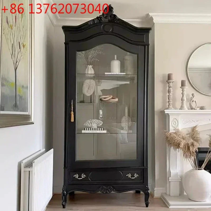Nordic French solid wood carving flower wine cabinet storage classical light luxury high-end tempered glass
Nordic French solid wood carving flower wine cabinet storage classical light luxury high-end tempered glass