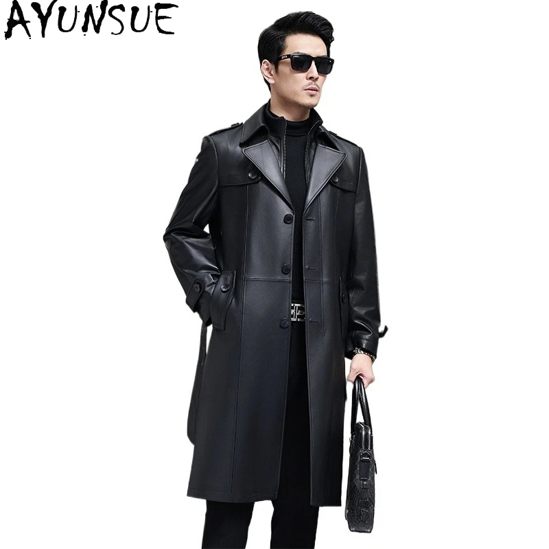 AYUNSUE куртка из натуральной овчины, мужская осенне-зимняя длинная кожаная куртка-тренч, однобортные мужские куртки из натуральной кожи
AYUNSUE куртка из натуральной овчины, мужская осенне-зимняя длинная кожаная куртка-тренч, однобортные мужские куртки из натуральной кожи