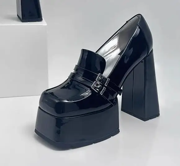 Carpaton Square Toe Platform Pumps Black Patent Leather Women Chunky Heels Shoes Super High Mary Janes
Carpaton Square Toe Platform Pumps Black Patent Leather Women Chunky Heels Shoes Super High Mary Janes