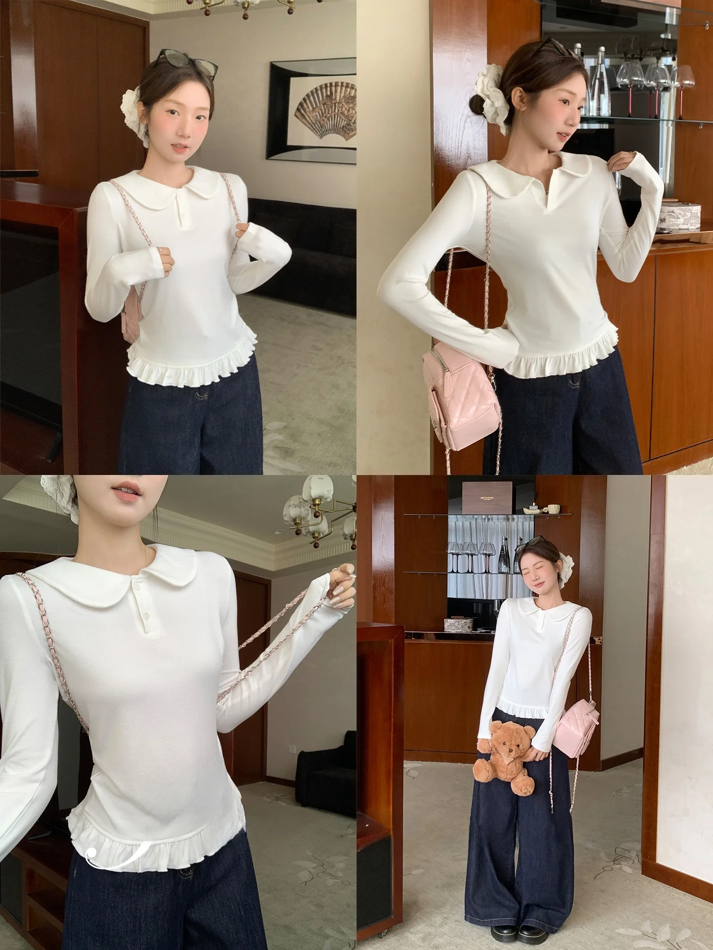 Korean Sle Long Sve Slim Fit T-irt Women's Baby Collar Base Layer Top Breathable Comfortable White Color for Commuting...
Korean Sle Long Sve Slim Fit T-irt Women's Baby Collar Base Layer Top Breathable Comfortable White Color for Commuting...