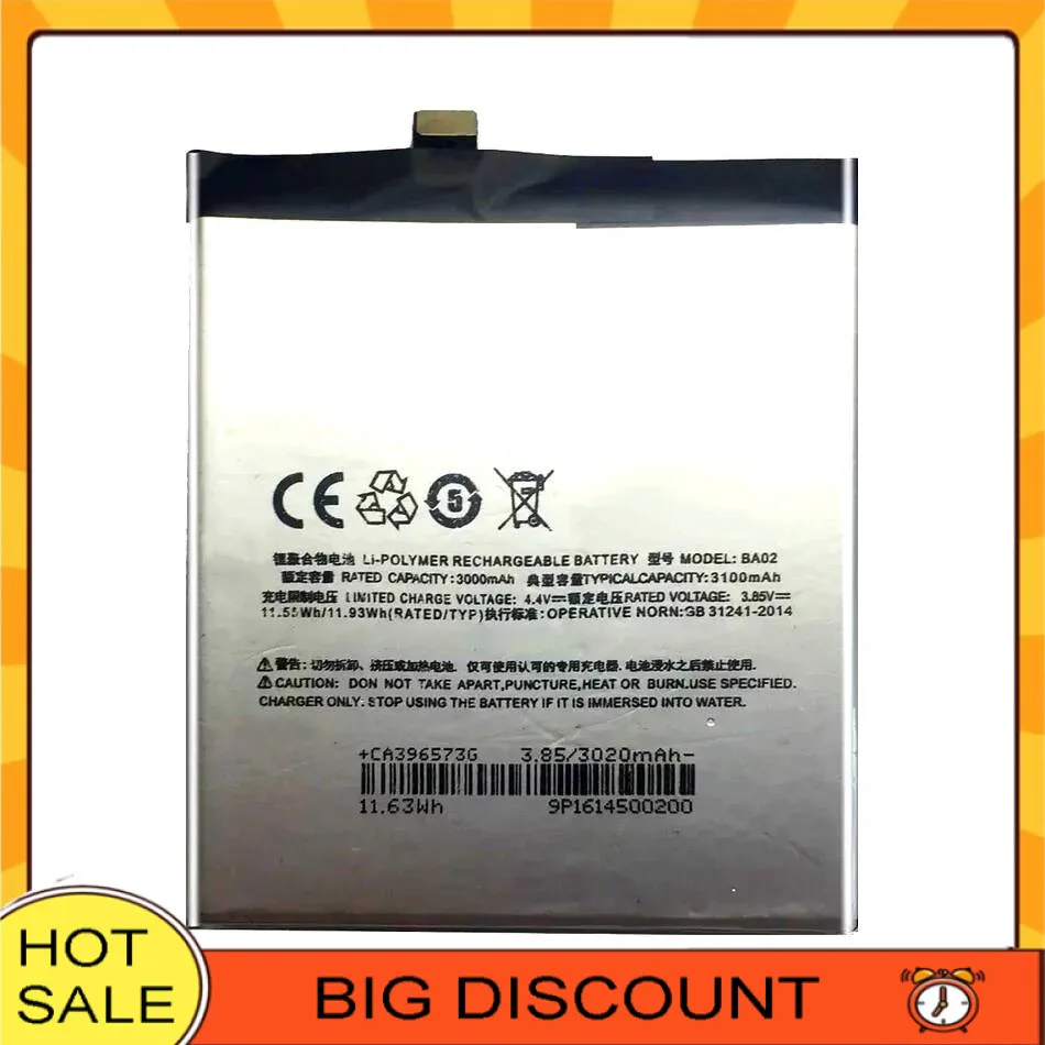 BA02 For Meizu Meizy M3E A680Q 3100Mah Premium Replacement High-Efficiency Mobile Phone Battery
BA02 For Meizu Meizy M3E A680Q 3100Mah Premium Replacement High-Efficiency Mobile Phone Battery