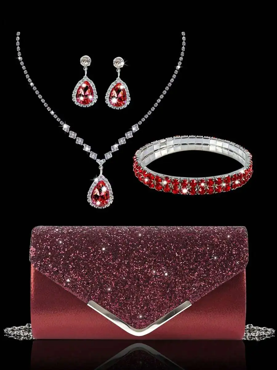 Womens Rhinestone Clutch Bag With Necklace Earrings Bracelet Set For Party Wedding Prom
Womens Rhinestone Clutch Bag With Necklace Earrings Bracelet Set For Party Wedding Prom
