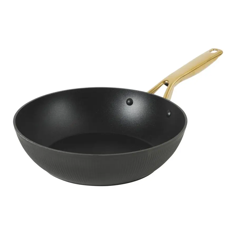 Platinum Abbottsford 11Inch Matte Black Ceramic Nonstick Wok with Gold Stainless Steel Handle Flat Bottom, Oven amp Induction Sa
Platinum Abbottsford 11Inch Matte Black Ceramic Nonstick Wok with Gold Stainless Steel Handle Flat Bottom, Oven amp Induction Sa