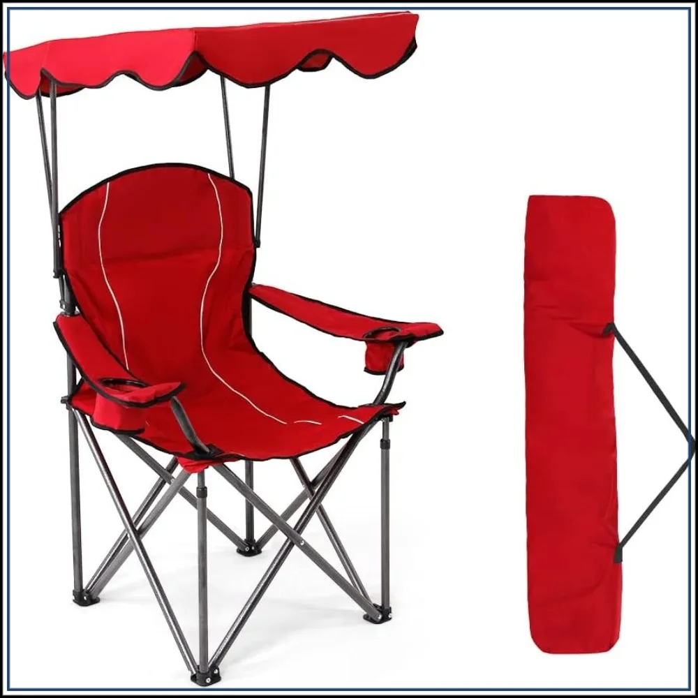 Foldable Camping Chair with Canopy for Adults, Portable Lawn Chair, Supports 350 LBS, Red
Foldable Camping Chair with Canopy for Adults, Portable Lawn Chair, Supports 350 LBS, Red