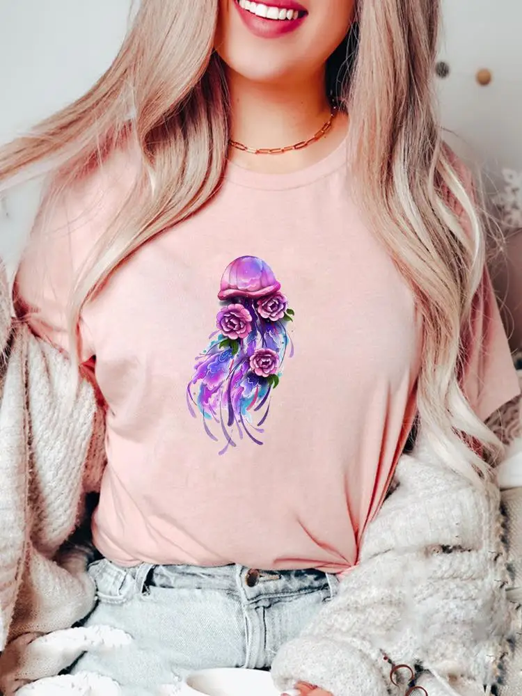 Female Short Sleeve T Clothes Ladies Fashion Clothing Flower Watercolor Style Cute Print T-shirts Women Casual Graphic Tee
Female Short Sleeve T Clothes Ladies Fashion Clothing Flower Watercolor Style Cute Print T-shirts Women Casual Graphic Tee
