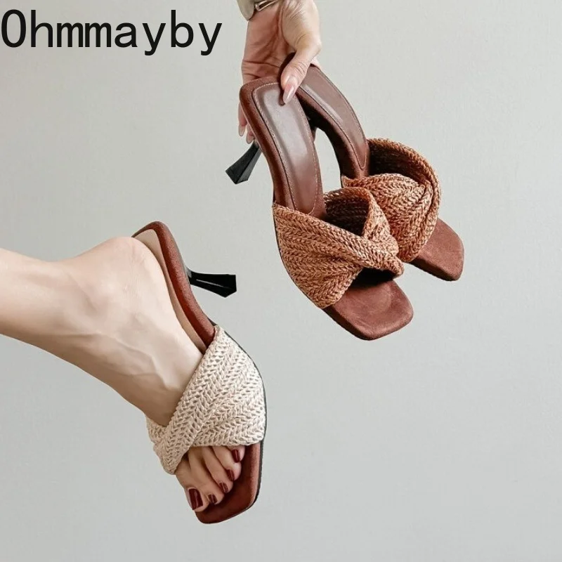 Fashion Woven High Heel Women Slippers Square Toe Twist Strap Slides 2026 Summer Slip On Evening Party Dress Pumps
Fashion Woven High Heel Women Slippers Square Toe Twist Strap Slides 2026 Summer Slip On Evening Party Dress Pumps