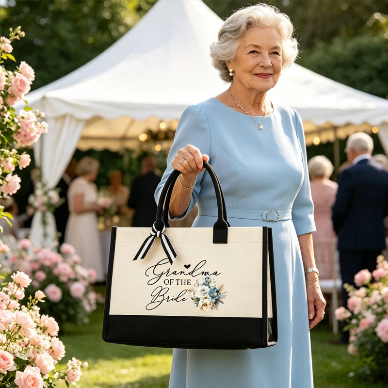 Grandma Of The Bride Canvas Tote Bag Blue Floral Print Wedding Handbag Bridal Shower Keepsake Gift Bachelorette party Accessory
Grandma Of The Bride Canvas Tote Bag Blue Floral Print Wedding Handbag Bridal Shower Keepsake Gift Bachelorette party Accessory