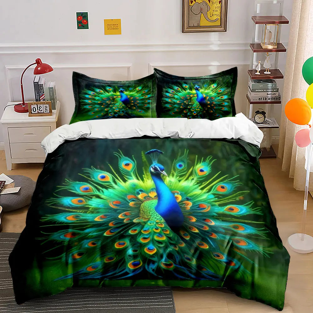 Peacock Art Decor Set - Home Bedding Set with 1 Duvet Cover 2 Pillowcases Single Double King Queen, Gift
Peacock Art Decor Set - Home Bedding Set with 1 Duvet Cover 2 Pillowcases Single Double King Queen, Gift