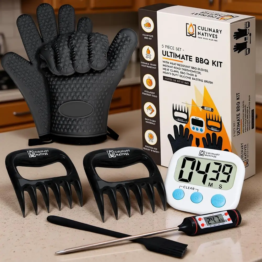 Термостойкие перчатки для барбекю и щипцы для мяса | Набор необходимых аксессуаров для гриля | Идеально подходит для газовых, угольных и пеллетных грилей.
Термостойкие перчатки для барбекю и щипцы для мяса | Набор необходимых аксессуаров для гриля | Идеально подходит для газовых, угольных и пеллетных грилей.