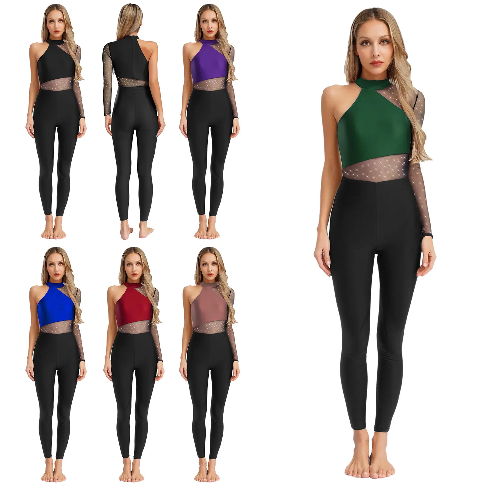 Women One Shoulder Gymnastics Jumpsuit Figure Skating Ballet Dance Acrobatics Yoga Leotard Shiny Rhinestones Sheer Mesh Bodysuit
Women One Shoulder Gymnastics Jumpsuit Figure Skating Ballet Dance Acrobatics Yoga Leotard Shiny Rhinestones Sheer Mesh Bodysuit