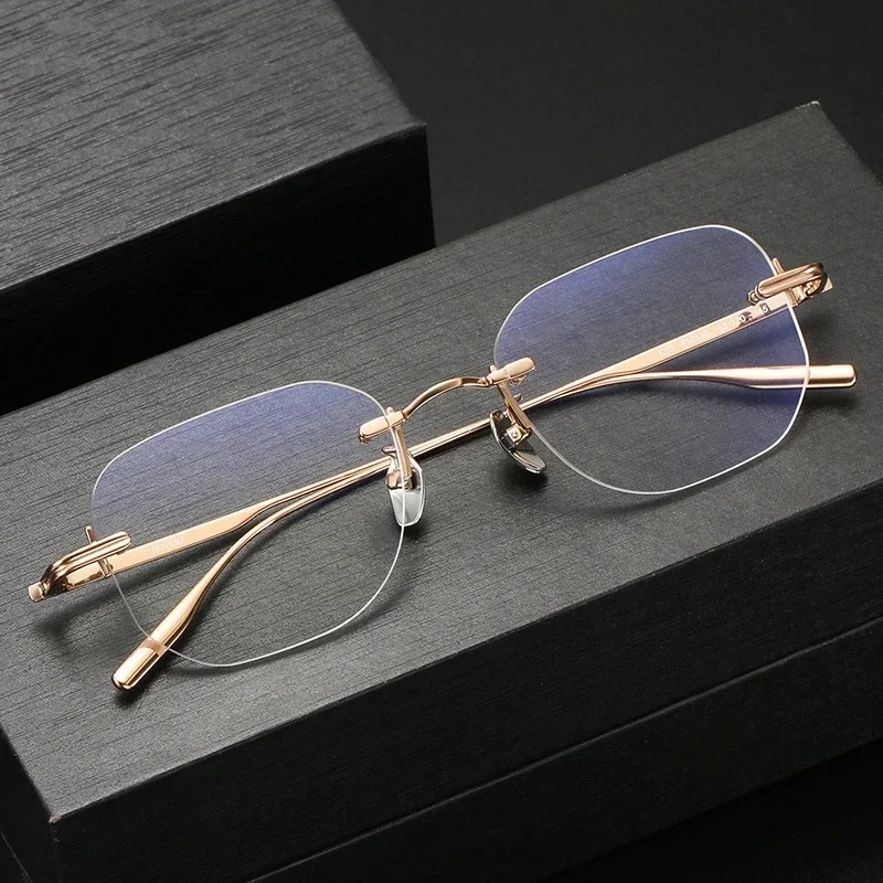 Retro Fashion Rimless Optical Prescription Eyeglasses Ultra-light Luxury Pure Titanium Glasses For Men Women F1013 Custom Lenses
Retro Fashion Rimless Optical Prescription Eyeglasses Ultra-light Luxury Pure Titanium Glasses For Men Women F1013 Custom Lenses