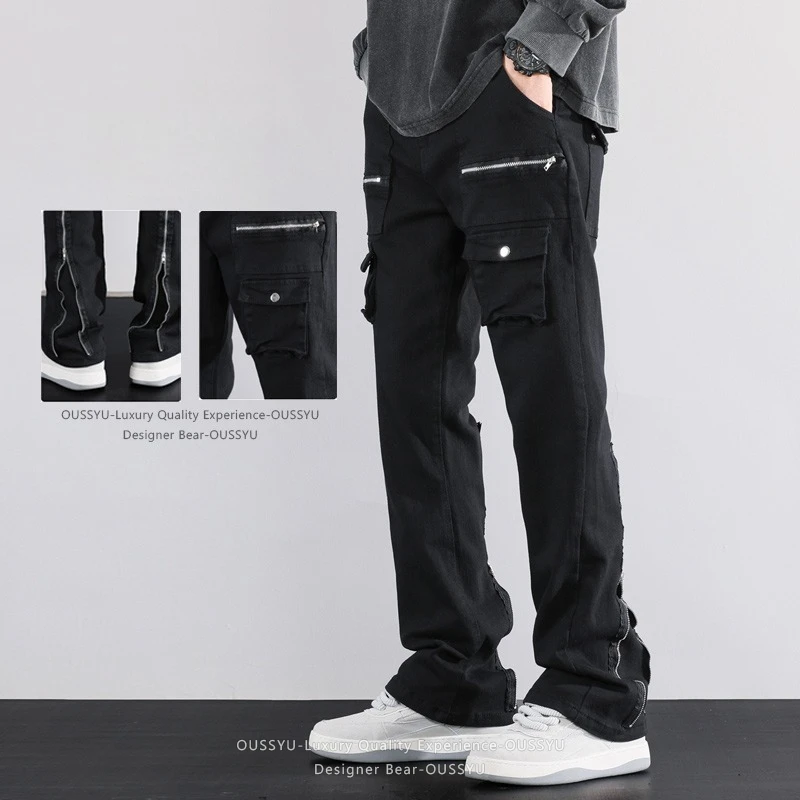 Men's High Street Black Cotton Stretch Vibe Style Cargo Jeans American Zipper Straight Slight Flare Denim Pants Sizes S-2XL
Men's High Street Black Cotton Stretch Vibe Style Cargo Jeans American Zipper Straight Slight Flare Denim Pants Sizes S-2XL