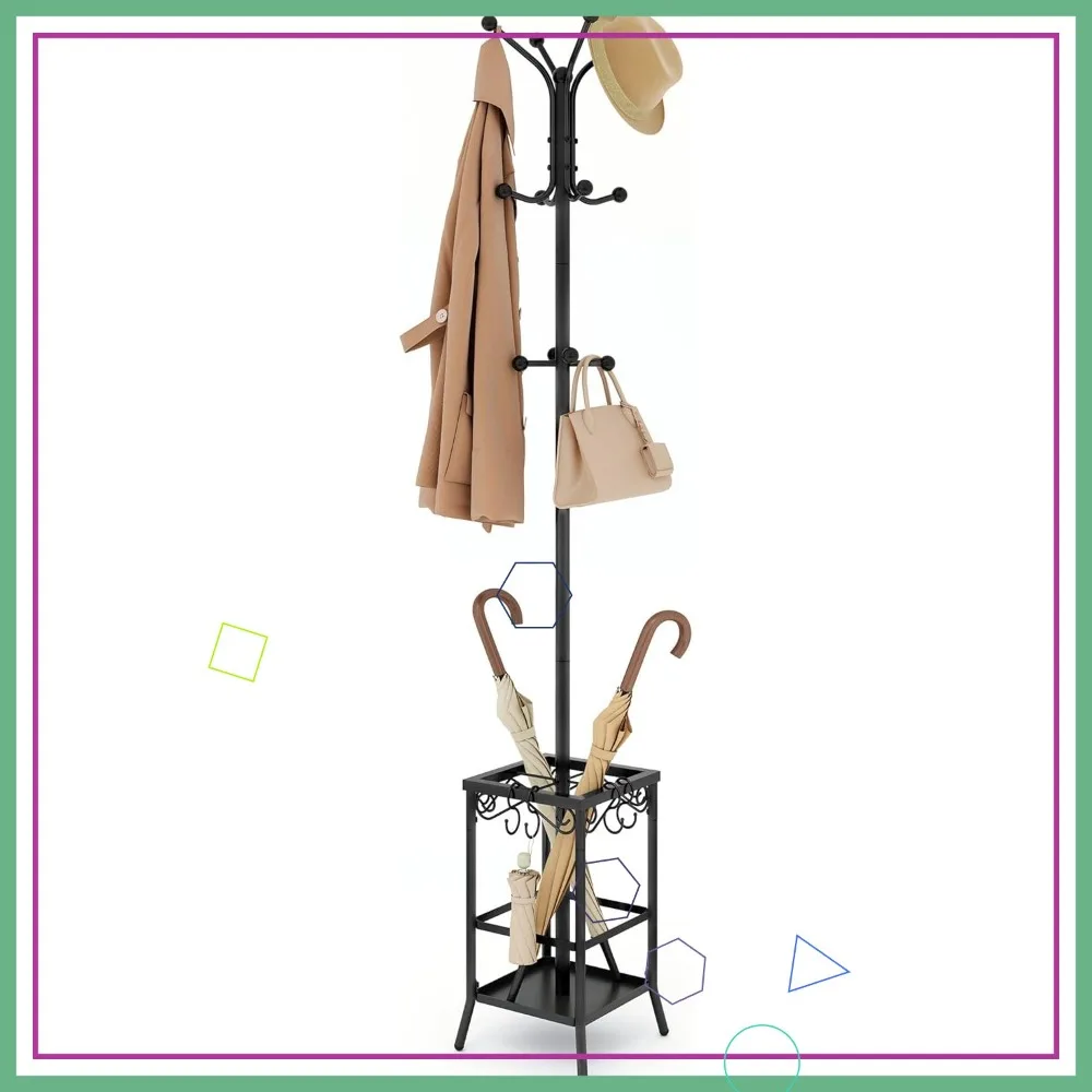 Freestanding Metal Coat Rack with 12 Hooks and Umbrella Holder, Black Stand for Entryway Home Office
Freestanding Metal Coat Rack with 12 Hooks and Umbrella Holder, Black Stand for Entryway Home Office