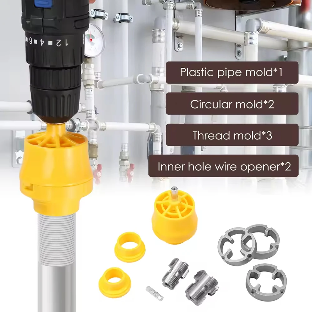 New 6pcs Pipe Threader Kit Internal Thread Opener Pvc Plastic Pipe Electric Manual Tool 1/2 Inch 3/4 Inch PVC Thread Making Tool
New 6pcs Pipe Threader Kit Internal Thread Opener Pvc Plastic Pipe Electric Manual Tool 1/2 Inch 3/4 Inch PVC Thread Making Tool