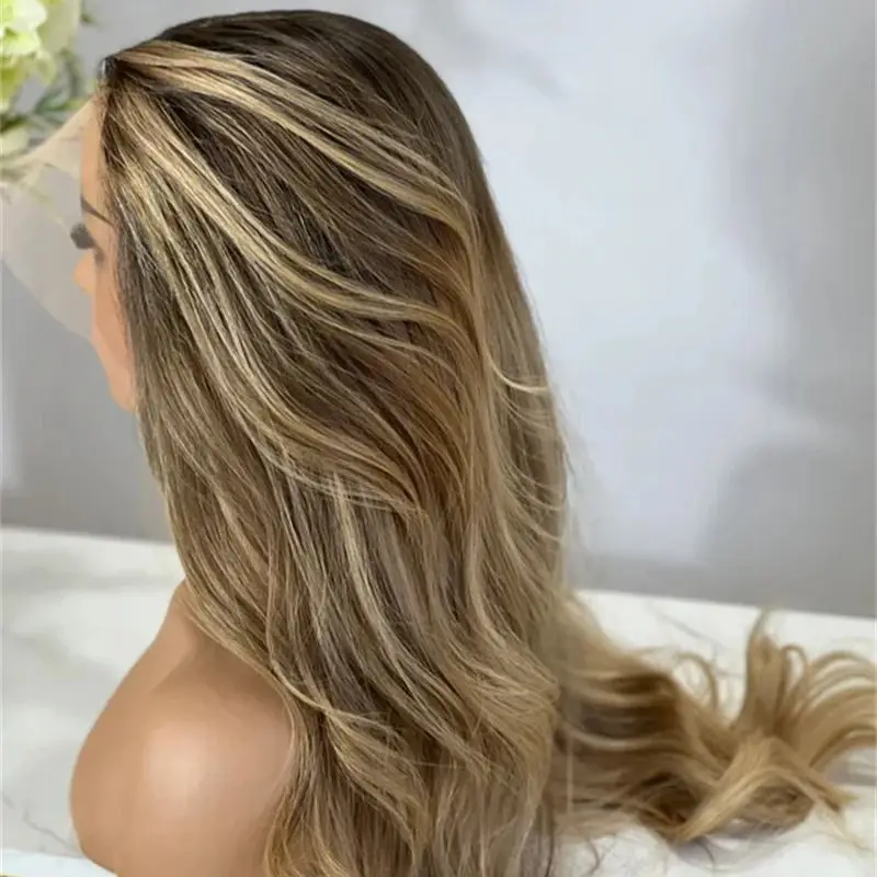 High Quality Ombre Brown Blonde Lace Front Wig with Dark Roots Heat Resistant Fibre Body Wave Wig Natural Preplucked Hairline
High Quality Ombre Brown Blonde Lace Front Wig with Dark Roots Heat Resistant Fibre Body Wave Wig Natural Preplucked Hairline
