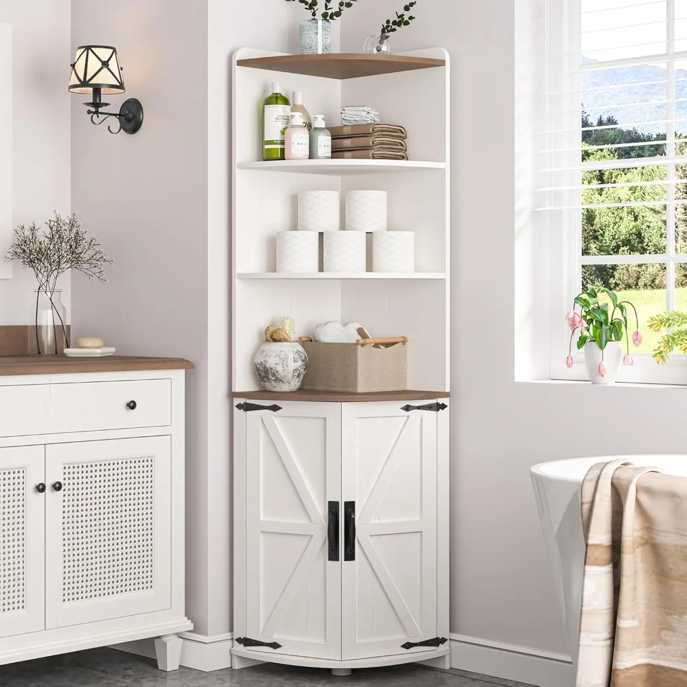 65.16" Tall Corner Cabinet, Farmhouse Corner Storage Cabinet with 2 Doors and 6 Storage Shelves, Corner Bookcase
65.16" Tall Corner Cabinet, Farmhouse Corner Storage Cabinet with 2 Doors and 6 Storage Shelves, Corner Bookcase
