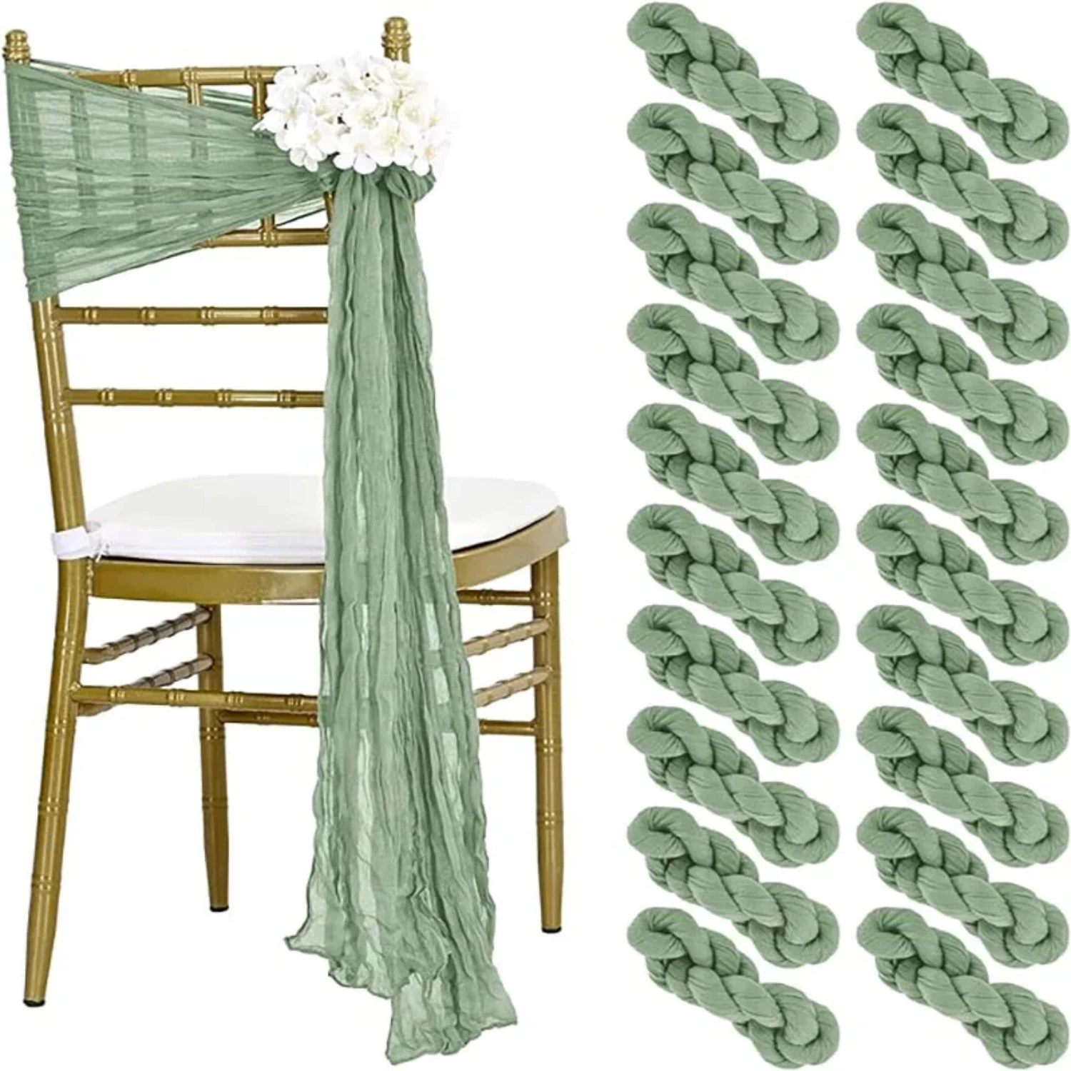 20 PCS Chair Sashes Cheesecloth Chair Sashes Rustic Chair Decorative Bows Designed Chair Cover Wedding Banquet Party Aisle
20 PCS Chair Sashes Cheesecloth Chair Sashes Rustic Chair Decorative Bows Designed Chair Cover Wedding Banquet Party Aisle
