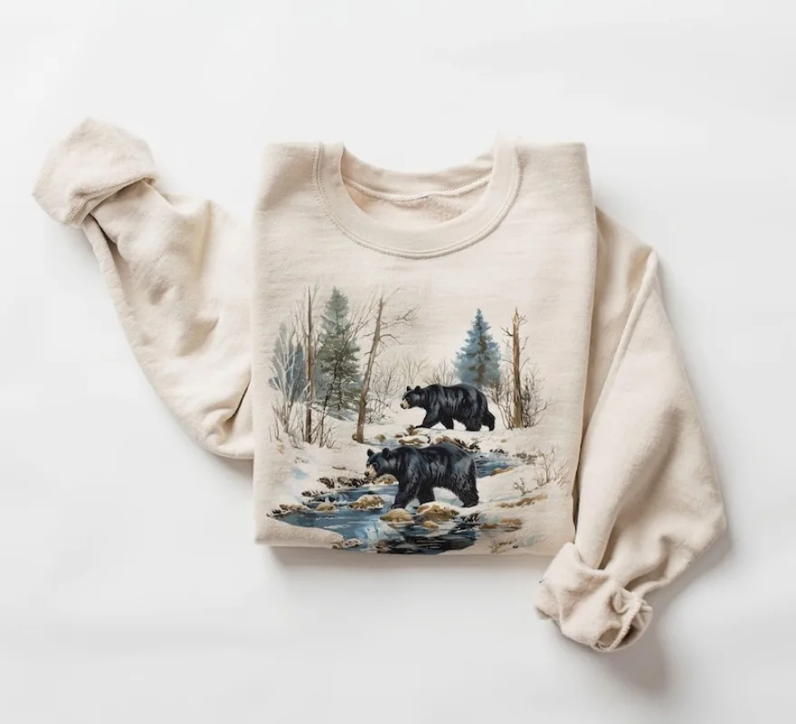 Зимний свитшот с черными медведями в стиле ретро, винтажный наряд 90-х годов с медведями в стиле бохо, унисекс, толстовка с круглым вырезом, одежда
Зимний свитшот с черными медведями в стиле ретро, винтажный наряд 90-х годов с медведями в стиле бохо, унисекс, толстовка с круглым вырезом, одежда