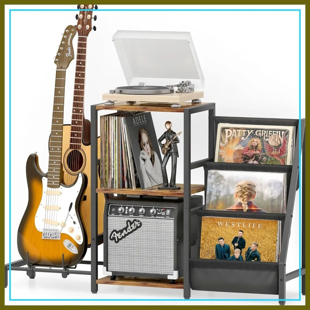 Record Player Stand with 3-Tier Vinyl Storage Up to 200 Albums, Guitar & Bass Stand with Amp Shelf, Speaker Table for Turntable
Record Player Stand with 3-Tier Vinyl Storage Up to 200 Albums, Guitar & Bass Stand with Amp Shelf, Speaker Table for Turntable