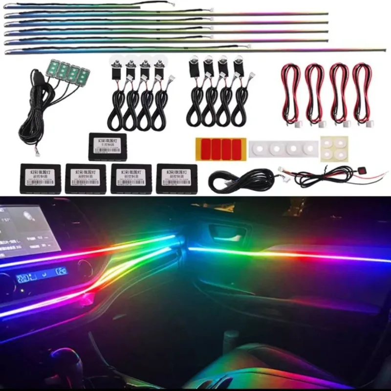 18 LED Car Ambient Footwell Lights RGB Multicolor Flow Pattern Dual Mode Control Easy Installation for Cars
18 LED Car Ambient Footwell Lights RGB Multicolor Flow Pattern Dual Mode Control Easy Installation for Cars