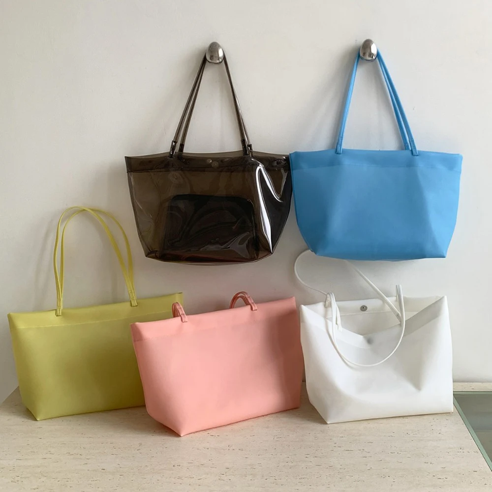 Candy Color Jelly Bags for Women Shoulder Bag Clear Waterproof Beach Bag Fashion PVC Tote Handbags Large Capacity Shopping Purse
Candy Color Jelly Bags for Women Shoulder Bag Clear Waterproof Beach Bag Fashion PVC Tote Handbags Large Capacity Shopping Purse
