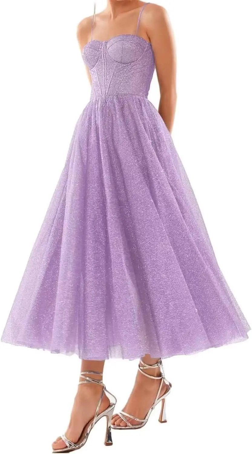 A Line Glitter Tea Length Formal Evening Cocktail Party Dresses for Women Sequined Spaghetti Midi Corset Prom Gowns Luxury Dress
A Line Glitter Tea Length Formal Evening Cocktail Party Dresses for Women Sequined Spaghetti Midi Corset Prom Gowns Luxury Dress
