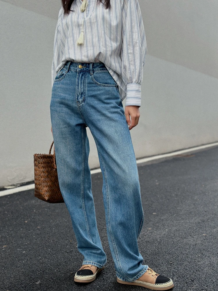 Джинсы женские прямые с высокой талией, широкие штанины, облегающие, эластичные, из хлопкового стрейч-денима, синие, весна 2024
Джинсы женские прямые с высокой талией, широкие штанины, облегающие, эластичные, из хлопкового стрейч-денима, синие, весна 2024