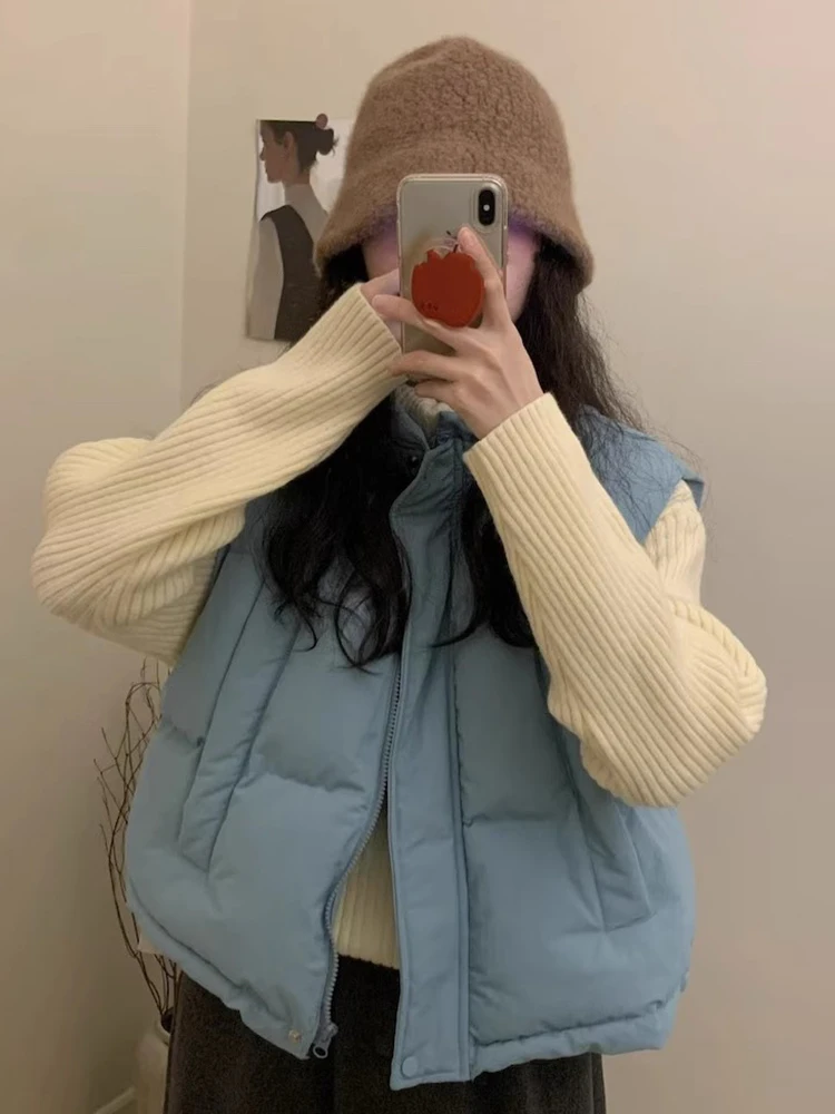 Korean Chic All-match Classic Stand Collar Loose Casual Solid Color Sleeveless Zipper Cotton-padded Jacket Vest Coat Women
Korean Chic All-match Classic Stand Collar Loose Casual Solid Color Sleeveless Zipper Cotton-padded Jacket Vest Coat Women