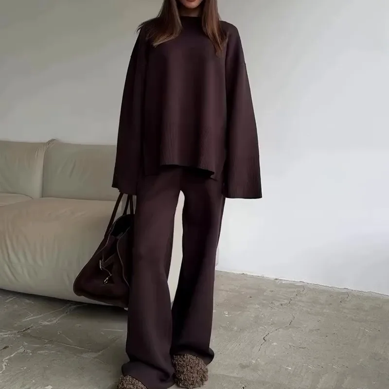 Blouse Pants Suit Women's Spring Solid Color Crew Neck Wide Leg Pants Sweater New Comfortable Minimalist Niche Versatile Premium
Blouse Pants Suit Women's Spring Solid Color Crew Neck Wide Leg Pants Sweater New Comfortable Minimalist Niche Versatile Premium