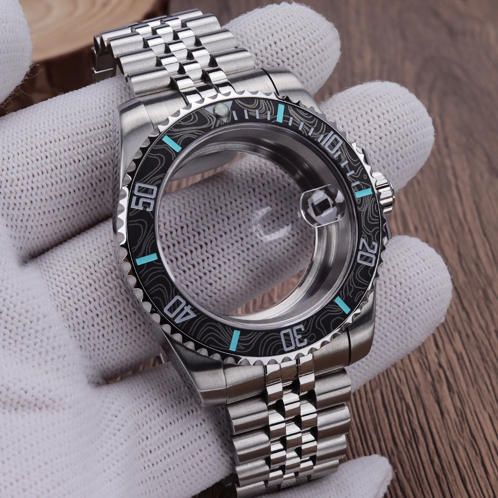 40mm NH35 Case Sliver SUB Watch Case Sapphire Crystal 120 Click For NH34/NH35/NH36 Movt Water-Resistant 28.5mm Dial Jubilee band
40mm NH35 Case Sliver SUB Watch Case Sapphire Crystal 120 Click For NH34/NH35/NH36 Movt Water-Resistant 28.5mm Dial Jubilee band