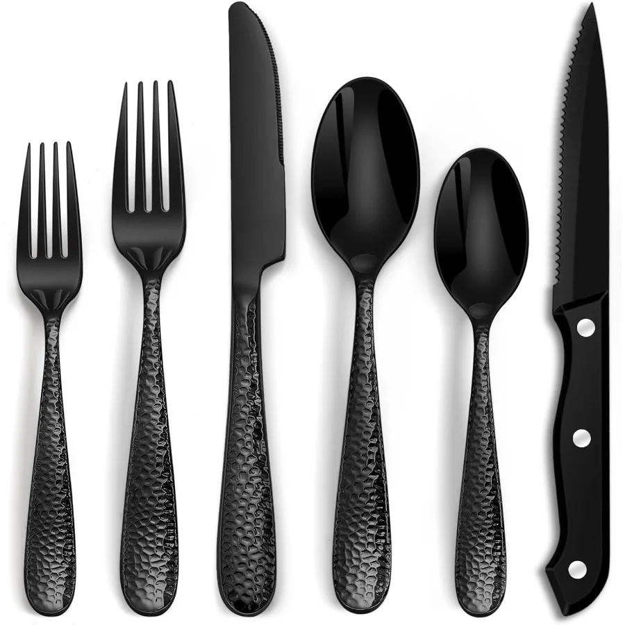 Черный кованый набор столовых приборов из нержавеющей стали, 24 предмета, набор столовых приборов с ножками для стейка, пищевое зеркало, посуда Utensi
Черный кованый набор столовых приборов из нержавеющей стали, 24 предмета, набор столовых приборов с ножками для стейка, пищевое зеркало, посуда Utensi