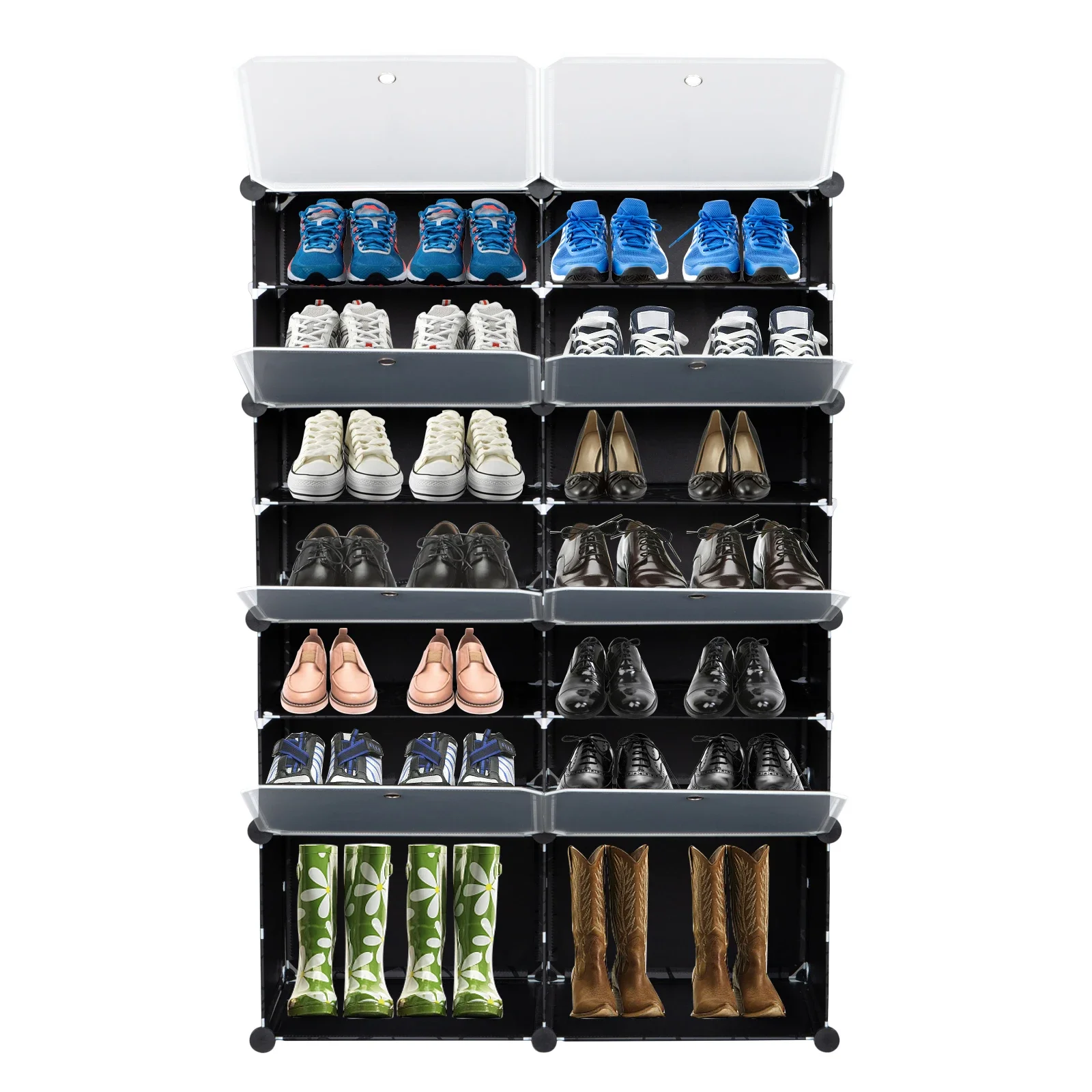 7-Tier Portable 28 Pair Shoe Rack Organizer 14 Grids Tower Shelf Storage Cabinet Stand Expandable for Heels, Slippers, Black
7-Tier Portable 28 Pair Shoe Rack Organizer 14 Grids Tower Shelf Storage Cabinet Stand Expandable for Heels, Slippers, Black