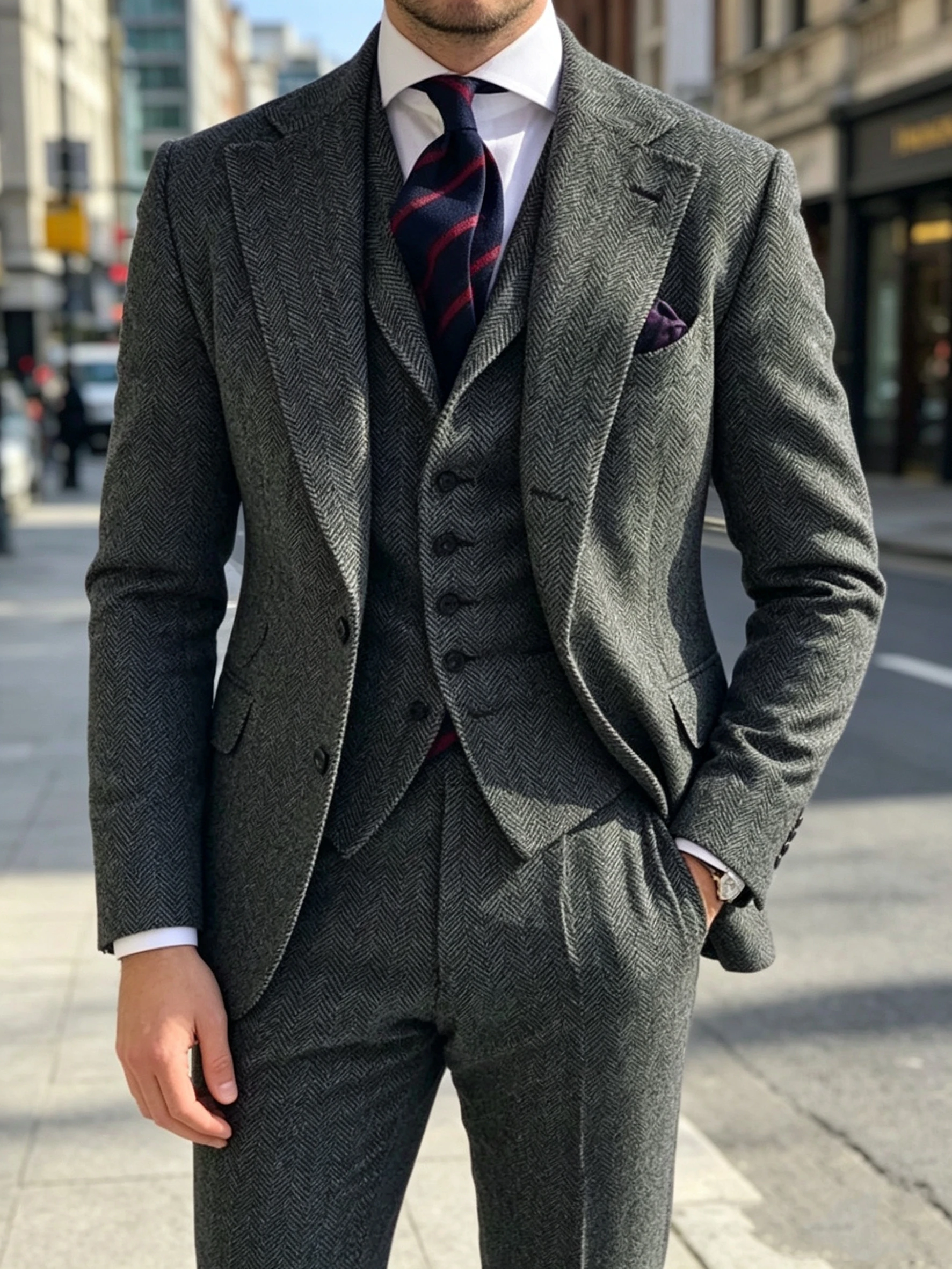 3 Piece Dark Gray Herringbone Tweed Wool Men Suits For Business Slim Fit Notched Lapel Jacket Vest Pants for Wedding Outwear
3 Piece Dark Gray Herringbone Tweed Wool Men Suits For Business Slim Fit Notched Lapel Jacket Vest Pants for Wedding Outwear