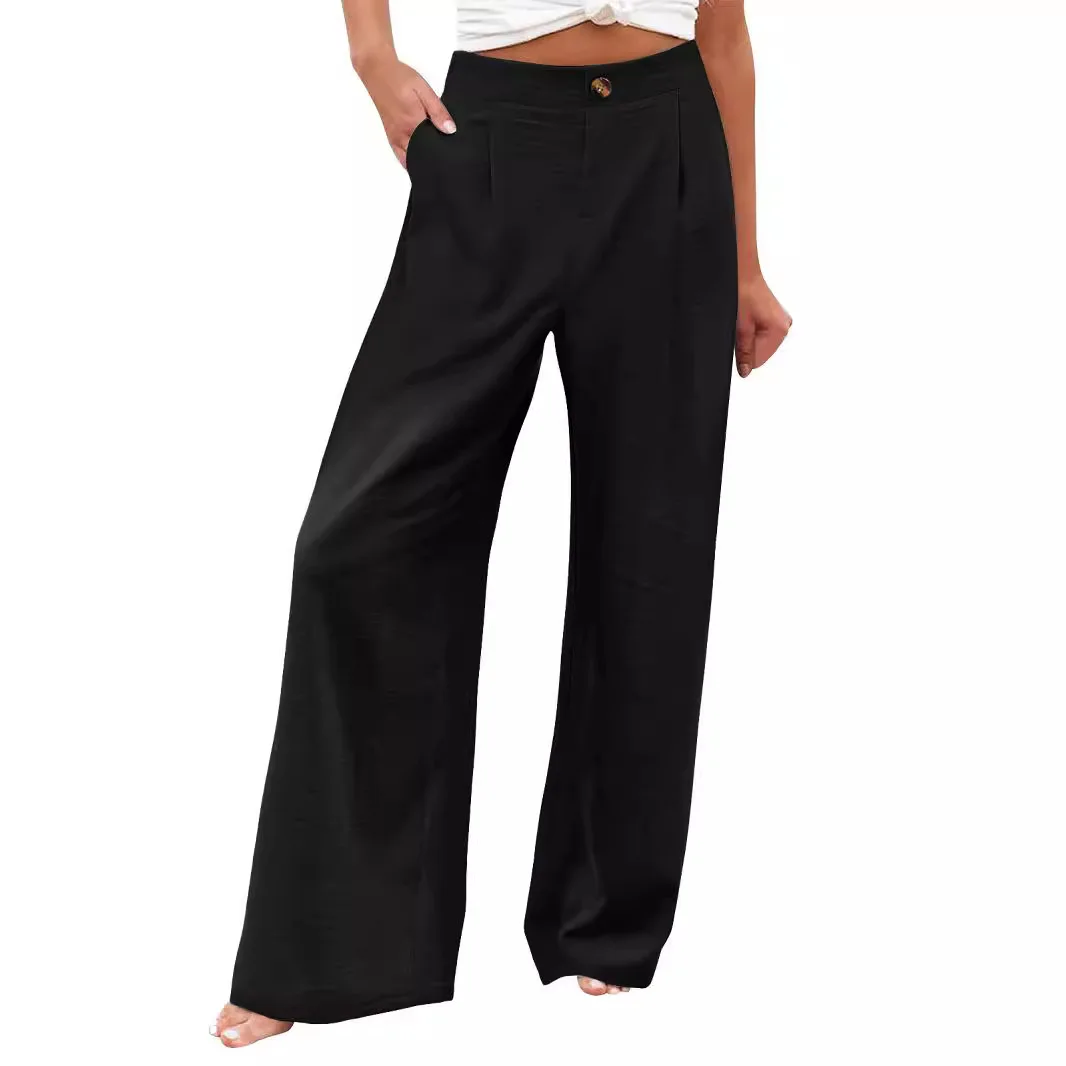 2026 Summer New Style High-Waisted Wide-Leg Trousers with Elastic Waist and Buttons Women's Casual Straight Leg Trousers
2026 Summer New Style High-Waisted Wide-Leg Trousers with Elastic Waist and Buttons Women's Casual Straight Leg Trousers
