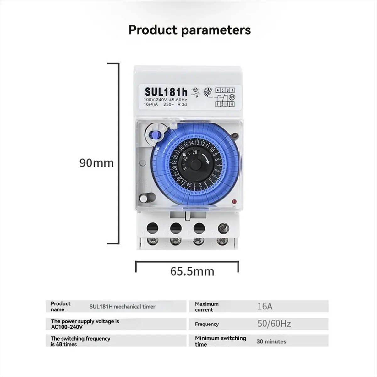 ABFS GEYA SUL181h Mechanical Timer Switch 24 Hours Programmable Din Rail Time Switch with Battery 110V-240V
ABFS GEYA SUL181h Mechanical Timer Switch 24 Hours Programmable Din Rail Time Switch with Battery 110V-240V