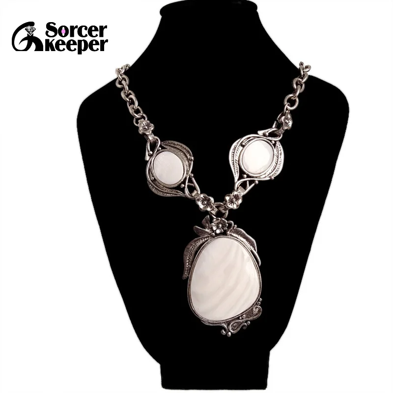 Fashion Nature White Shell Flower Statement Necklace Antique Jewelry Bohemian Vintage SilverColor Jewelry For Women XL007
Fashion Nature White Shell Flower Statement Necklace Antique Jewelry Bohemian Vintage SilverColor Jewelry For Women XL007