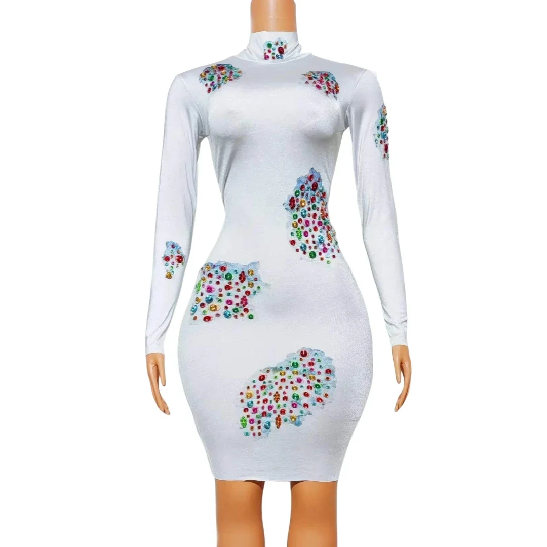 Stretch Sparkly Colorful Crystals Mini Dress For Women Long Sleeve One Piece Clubbing Wedding Party Stage Wear 2024 Goddess
Stretch Sparkly Colorful Crystals Mini Dress For Women Long Sleeve One Piece Clubbing Wedding Party Stage Wear 2024 Goddess