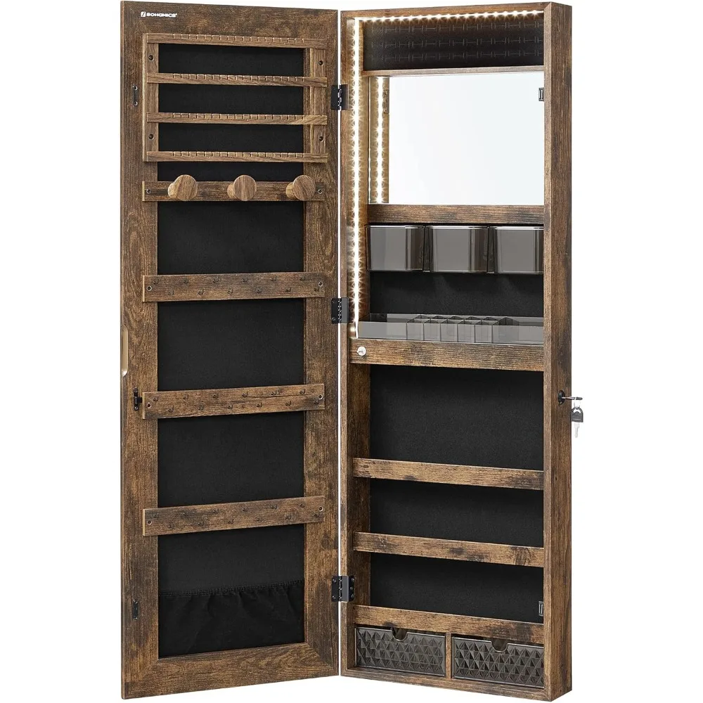 Mirror Jewelry Cabinet Armoire Organizer, Wall Door Mount Storage with Full-Length Frameless Lighted Mirror, Makeup Organizers
Mirror Jewelry Cabinet Armoire Organizer, Wall Door Mount Storage with Full-Length Frameless Lighted Mirror, Makeup Organizers