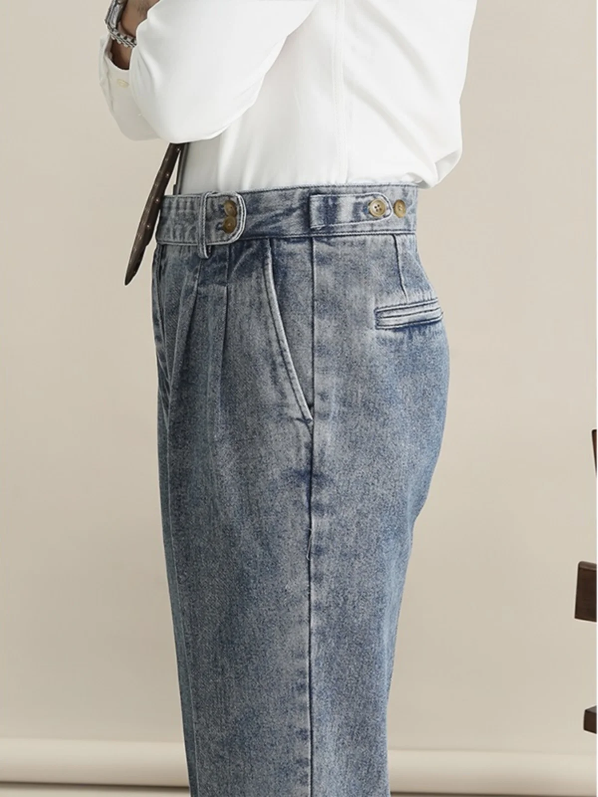 Italian Faion Naples Straight Leg Men's Jeans High Waist Vintage Waed Double Pleat Busin Long Trousers Urban Sle
Italian Faion Naples Straight Leg Men's Jeans High Waist Vintage Waed Double Pleat Busin Long Trousers Urban Sle