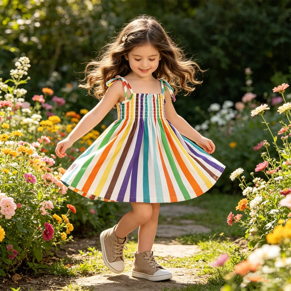 Kids Infant Baby Girls Summer Sleeveless Dress Vertical Stripe Print Ruffle Hem Casual Spaghetti Strap Dress 1-7T
Kids Infant Baby Girls Summer Sleeveless Dress Vertical Stripe Print Ruffle Hem Casual Spaghetti Strap Dress 1-7T