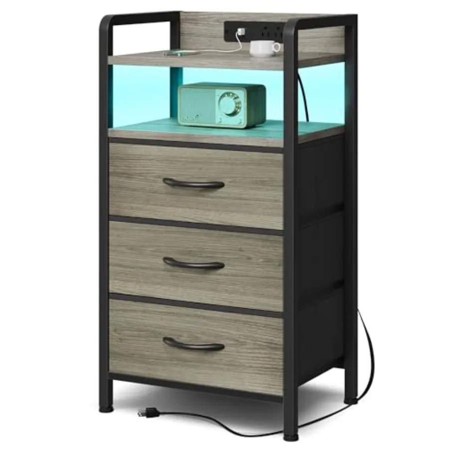 Night Stand with Charger Station - Grey Nightstand with LED Light Strip Morden Bedside Table with USB Ports and AC Outlets End
Night Stand with Charger Station - Grey Nightstand with LED Light Strip Morden Bedside Table with USB Ports and AC Outlets End