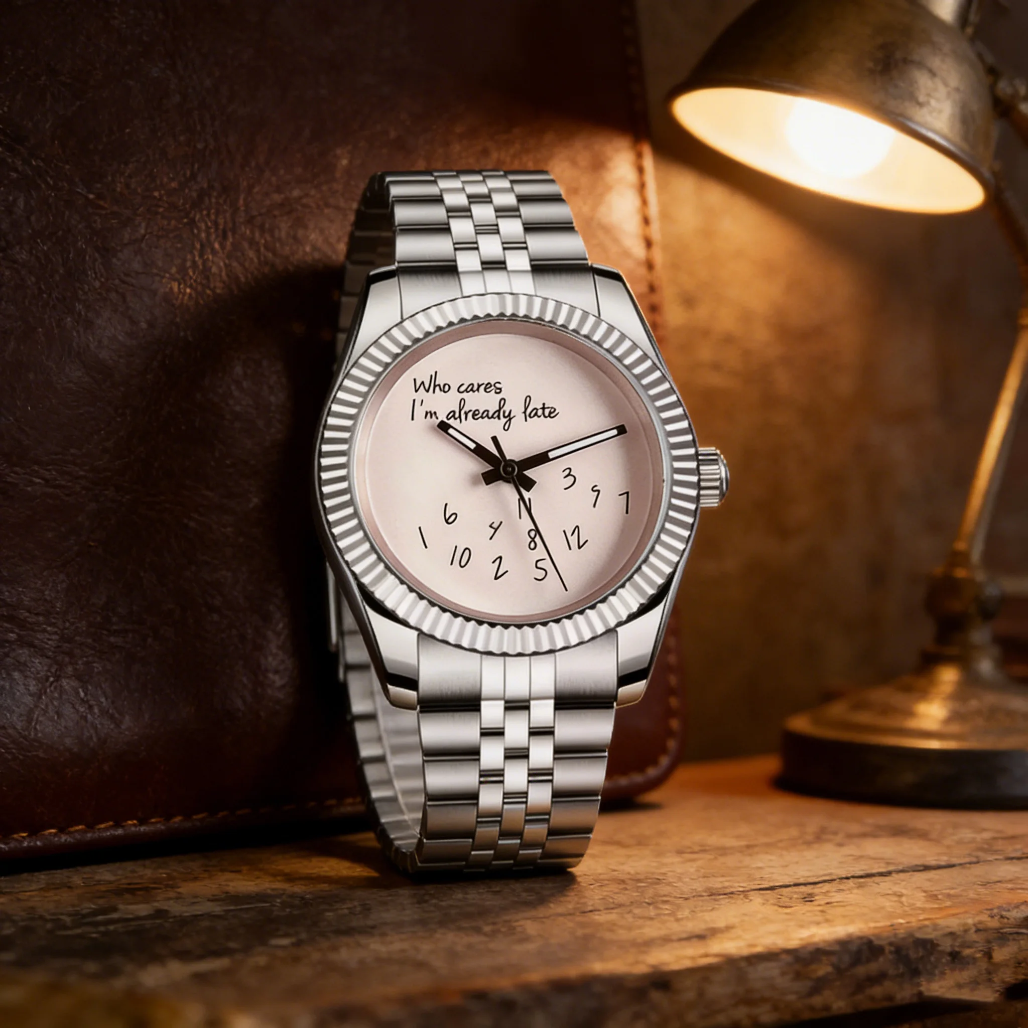 Watch 39mm 36mm Men's Watch NH35A/Miyota 8215/Asia 2824 Movement "Who Cares, I'm Already Late" Automatic Mechanical Wristwatch
Watch 39mm 36mm Men's Watch NH35A/Miyota 8215/Asia 2824 Movement "Who Cares, I'm Already Late" Automatic Mechanical Wristwatch