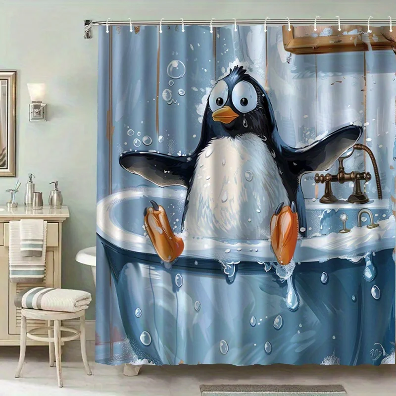 funny penguin taking bath shower curtain cartoon animal art print for bathroom decor with hooks Enhance spatial aesthetics
funny penguin taking bath shower curtain cartoon animal art print for bathroom decor with hooks Enhance spatial aesthetics