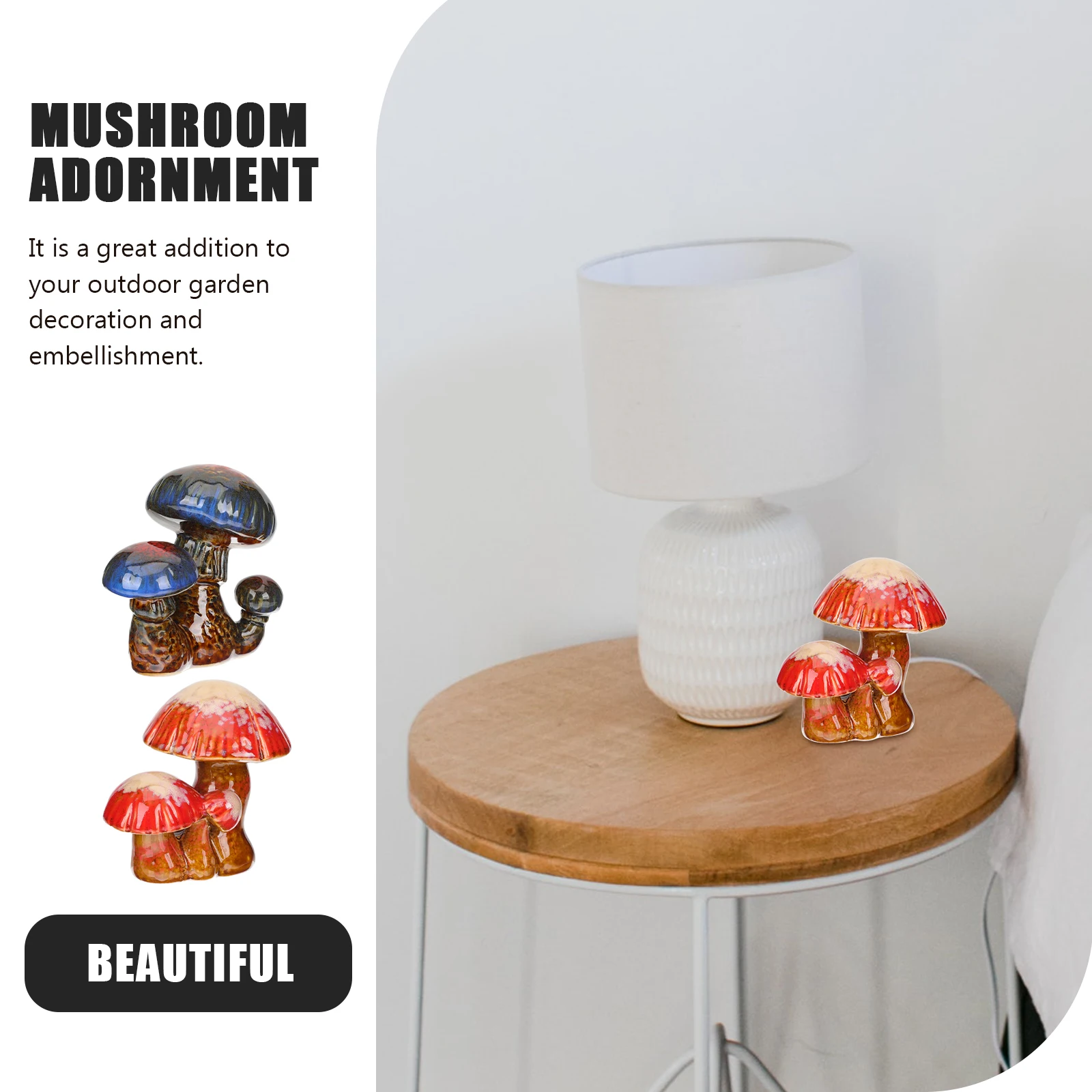 2Pcs Ceramic Mushroom Garden Decoration Colorful Durable Miniature Bonsai Ornament for Flowerpot Micro Landscape Photography
2Pcs Ceramic Mushroom Garden Decoration Colorful Durable Miniature Bonsai Ornament for Flowerpot Micro Landscape Photography