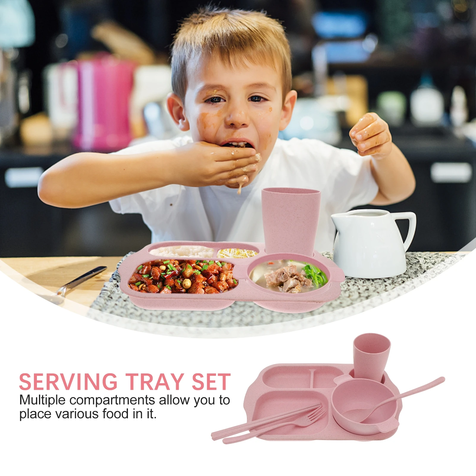 Children Dining Tray Set Plate Fork Spoon Bowl Food Tray Compartments Pink Cartoon Portable Home Office Safe Durable Plastic
Children Dining Tray Set Plate Fork Spoon Bowl Food Tray Compartments Pink Cartoon Portable Home Office Safe Durable Plastic