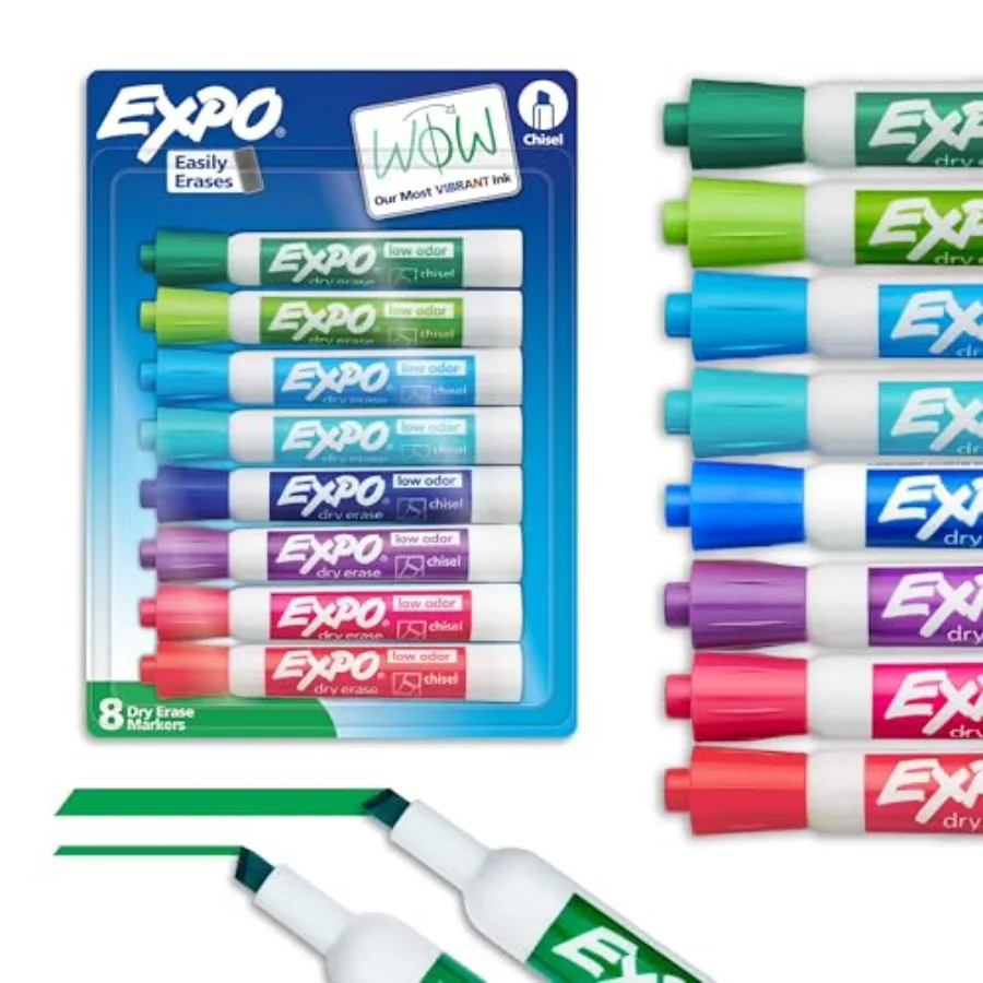 Dry Erase Markers, Low Odor Ink, Assorted Colors, Chisel Tip, 8 Count - Whiteboard, Calendar, Organization, Essential Supplies
Dry Erase Markers, Low Odor Ink, Assorted Colors, Chisel Tip, 8 Count - Whiteboard, Calendar, Organization, Essential Supplies