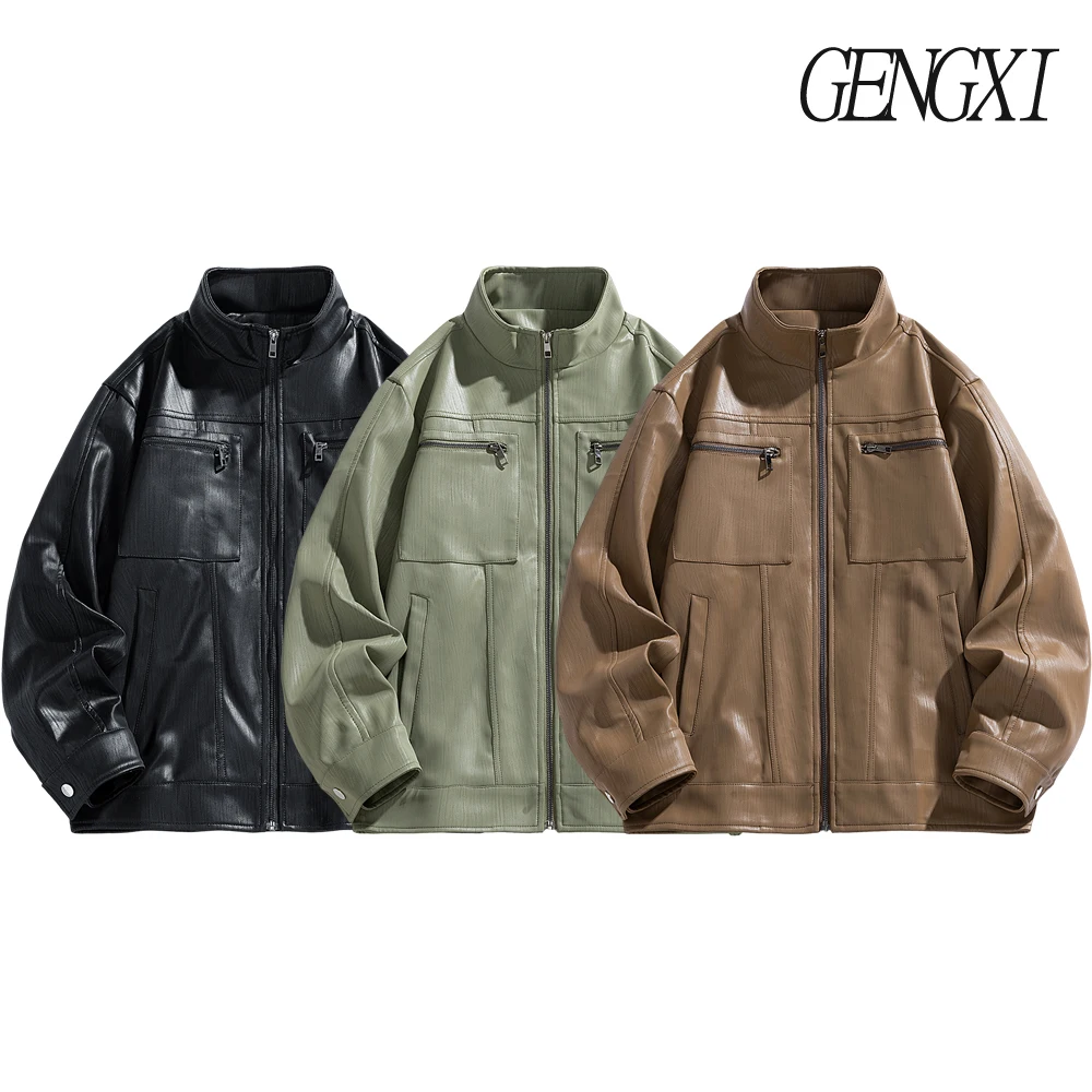 Новая осенне-зимняя кожаная куртка Harrington с воротником-стойкой, мужская уличная байкерская куртка в стиле ретро, свободная рабочая куртка с несколькими карманами
Новая осенне-зимняя кожаная куртка Harrington с воротником-стойкой, мужская уличная байкерская куртка в стиле ретро, свободная рабочая куртка с несколькими карманами